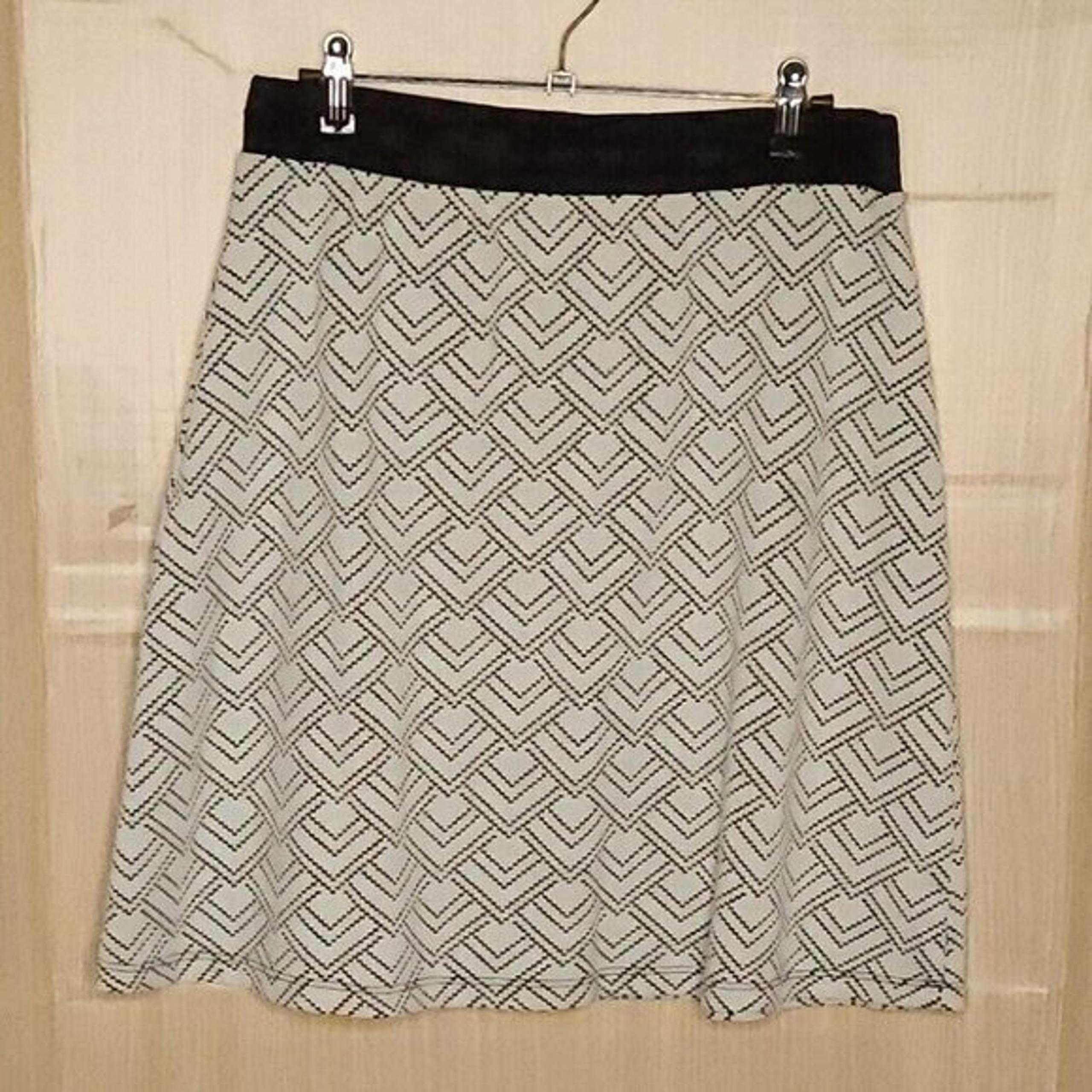 Gilli Womens Black White Knit Elastic Waist Skirt Large