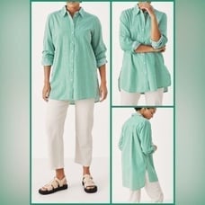 Part Two Green Striped Oversized Button Down NIKKA PW SHIRT