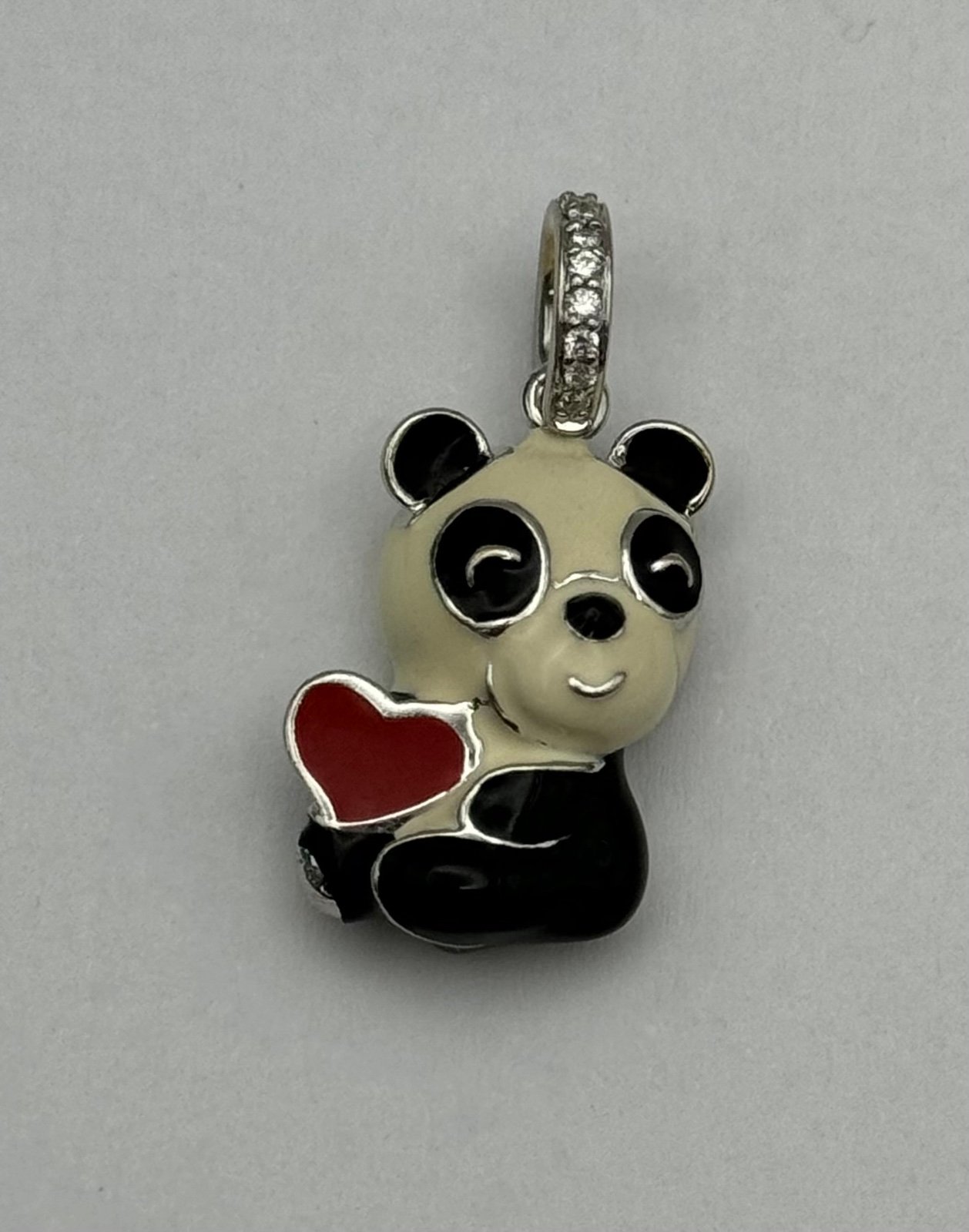 18K WHITE GOLD AARON BASHA BABY PANDA DIAMOND PENDANT