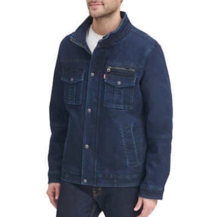 Levi's Mens Navy Blue Utility Denim Jacket Zip Front