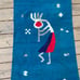 Kokopelli Blue Wool Rug With Fringe 57 x 27
