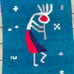 Kokopelli Blue Wool Rug With Fringe 57 x 27
