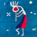 Kokopelli Blue Wool Rug With Fringe 57 x 27