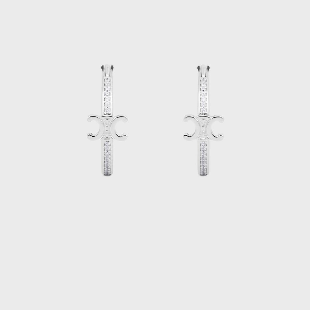 【関税&送料込】Celine Triomphe Solitaire Sparkle Earrings TRIOMPHE SOLITAIRE SPARKLE EARRINGS IN STRASS AND BRASS WITH
