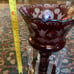Pair of Vintage Bohemian Ruby to Clear Cut Glass lusters with prisms