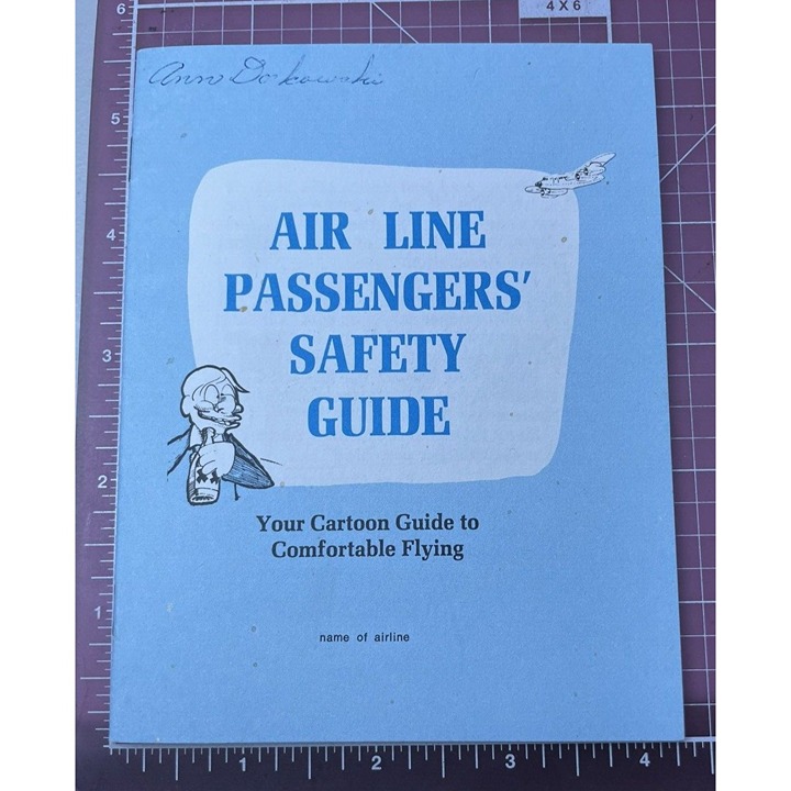 1970 Air Line Passenger's Safety Guide Booklet With Cartoon Illustrations