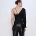 Zara asymmetrical lace trim top