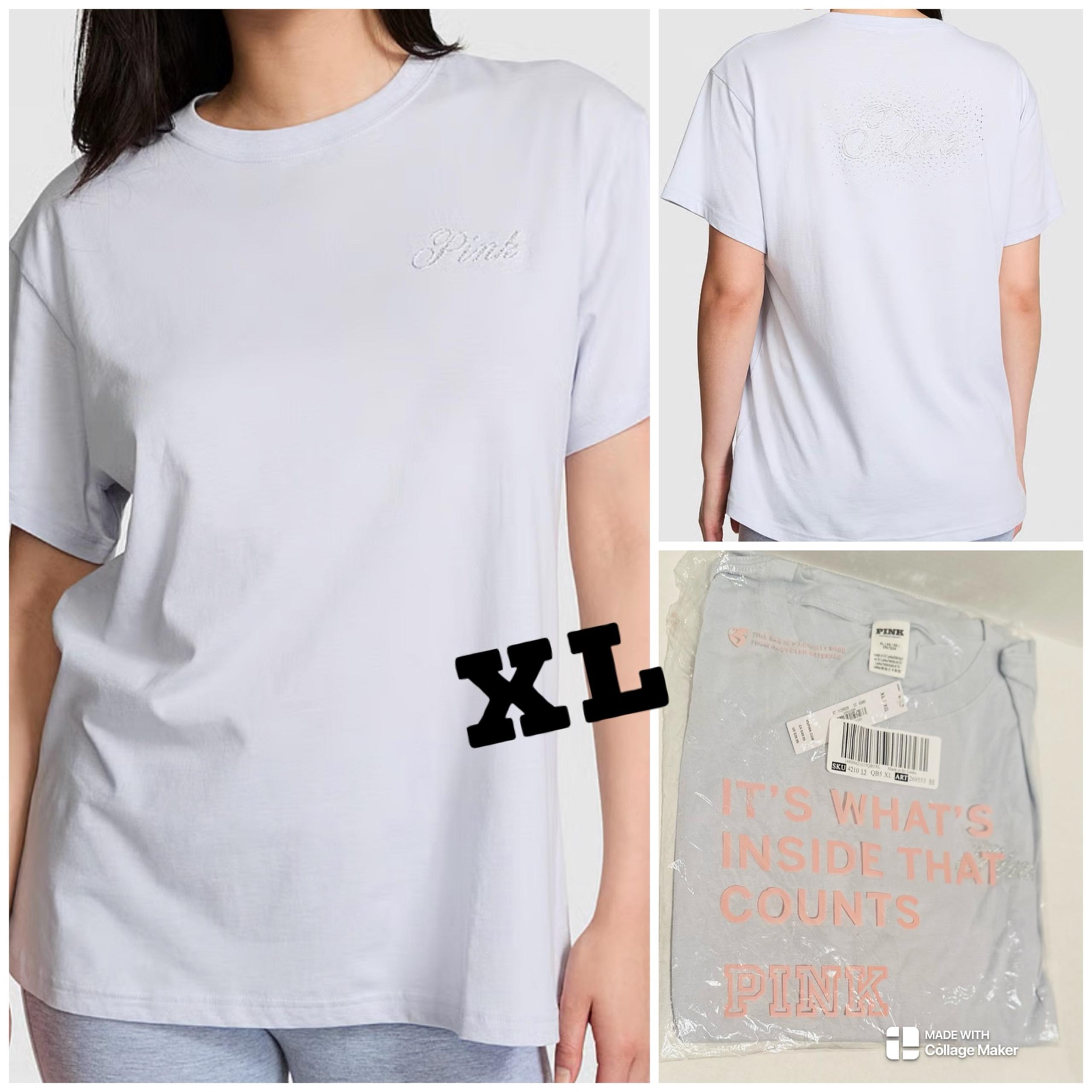 VS PINK NWT Hydrangea Blue Bling Campus Cotton Tee