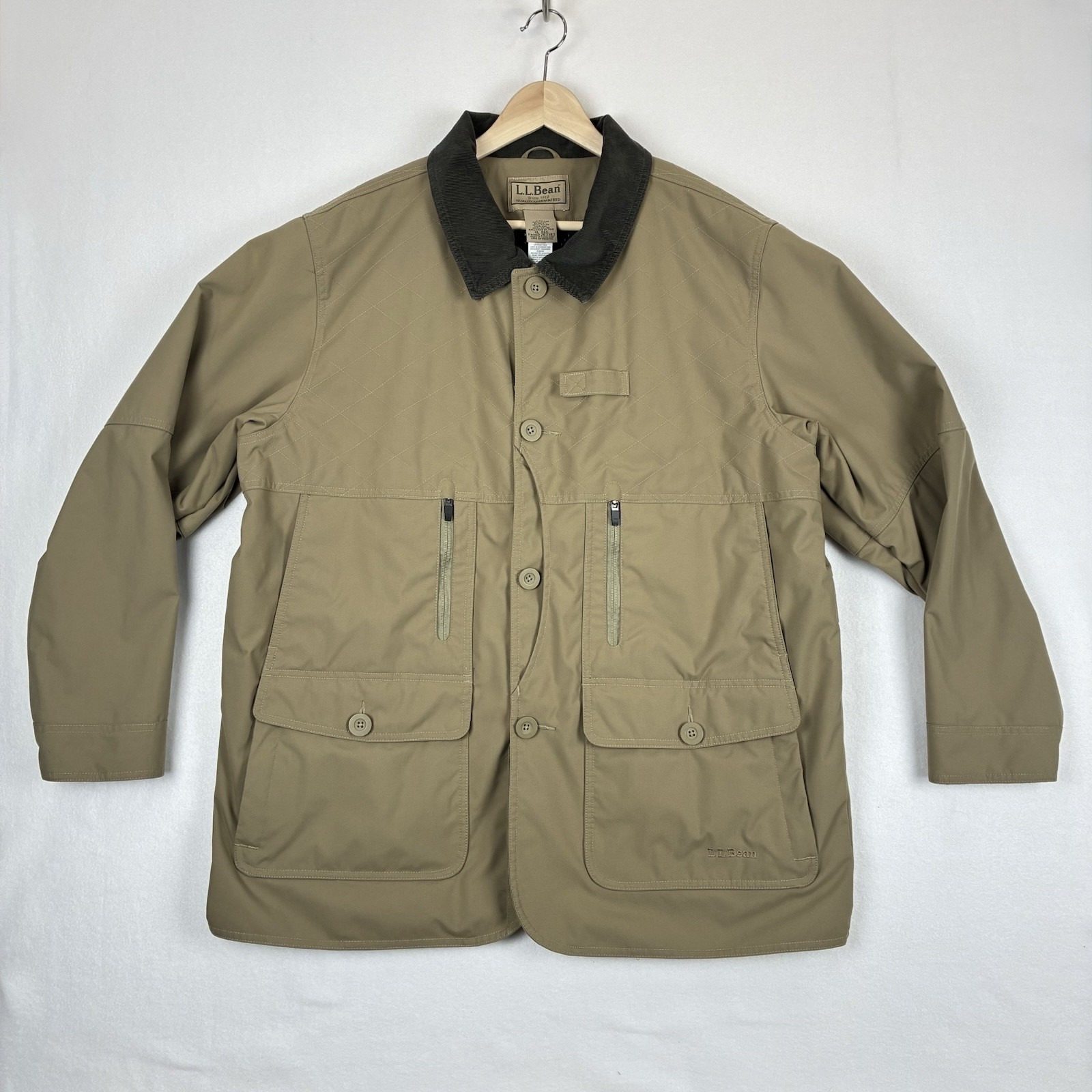 L.L. Bean Upland Hunter Field Jacket Waterproof Corduroy Trim Size XL Game Bag