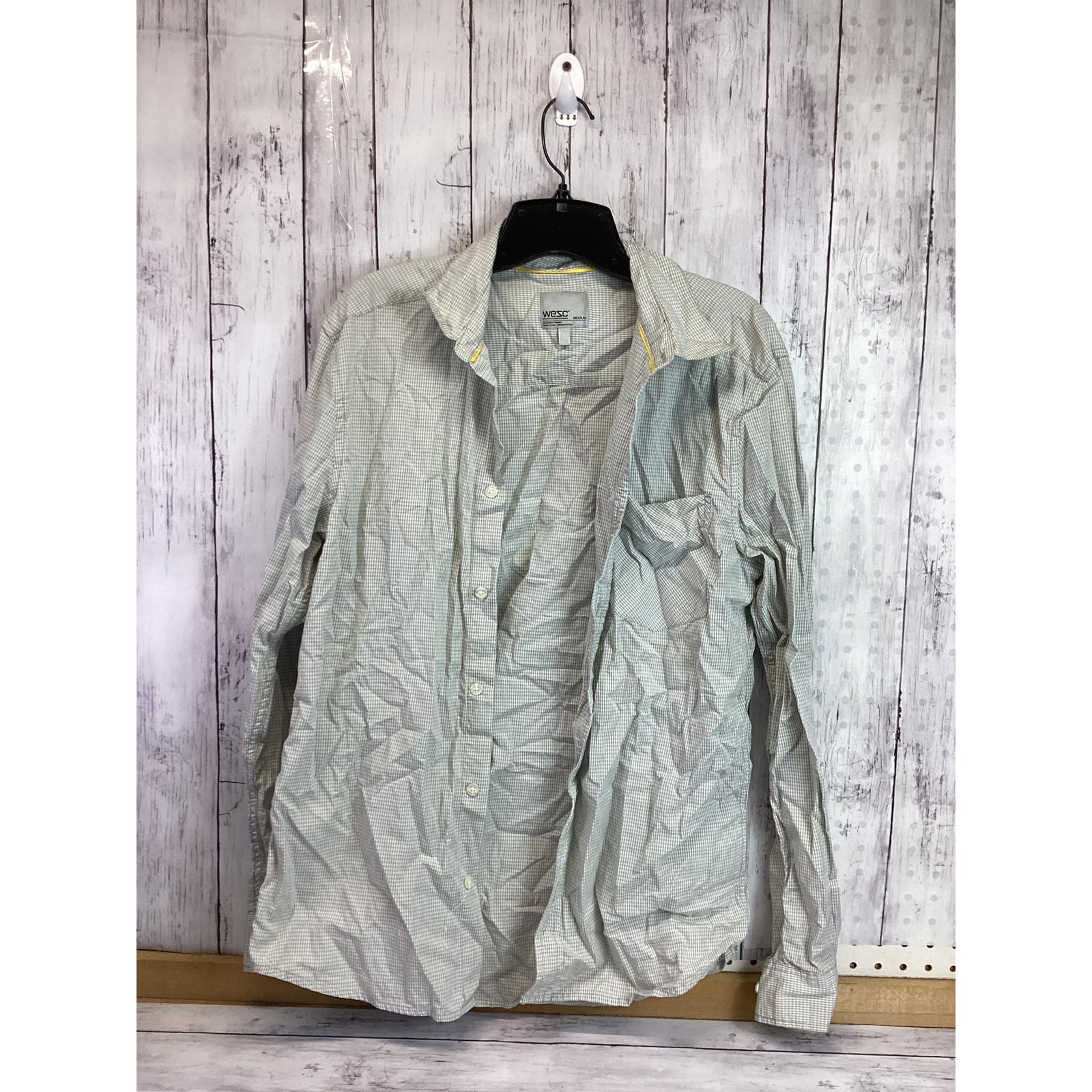 Wezc Men's Shirt Long Sleeves Button Down Coat Casual Size M