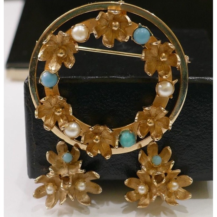 Vintage Signed Giovanni Demi Parure Earrings Brooch Jewelry Set