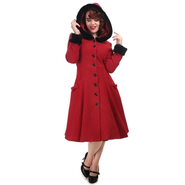 Collectif Modcloth Red Hooded Coat XS
