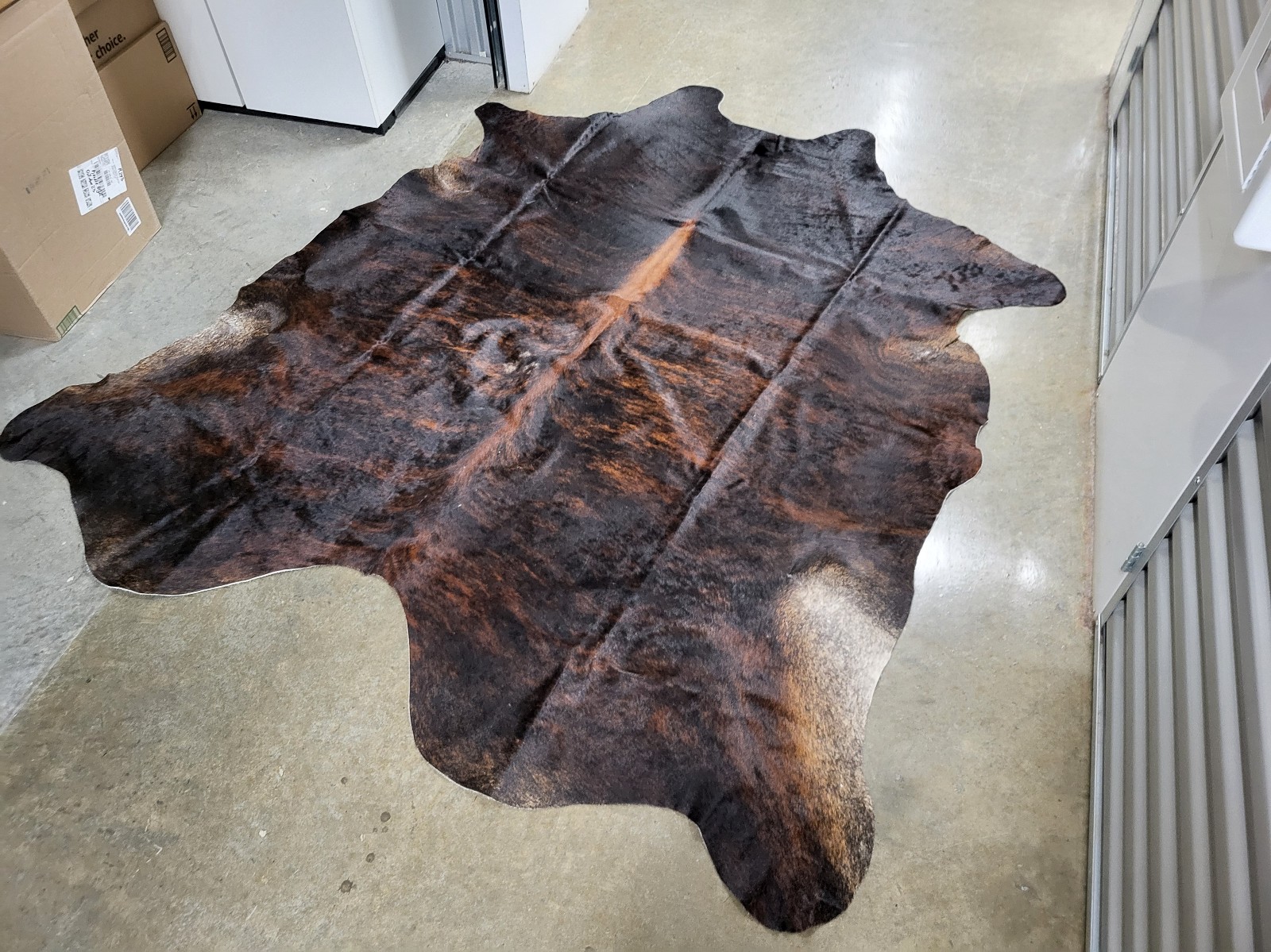 Leather Rug #72, Reddish Brown Brilliant New Cowhide Genuine Size 74x73 inches.