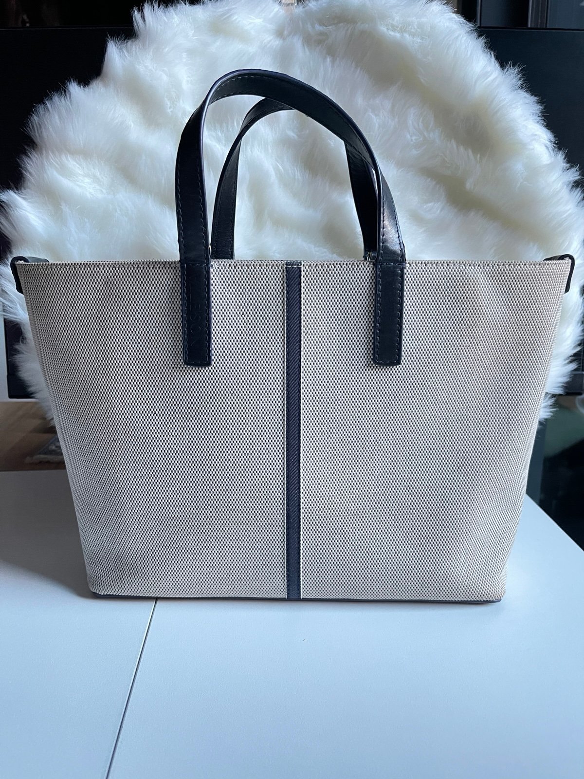 NOSETTA CARLIA SMALL TOTE COTTON TWEED AND LEATHER