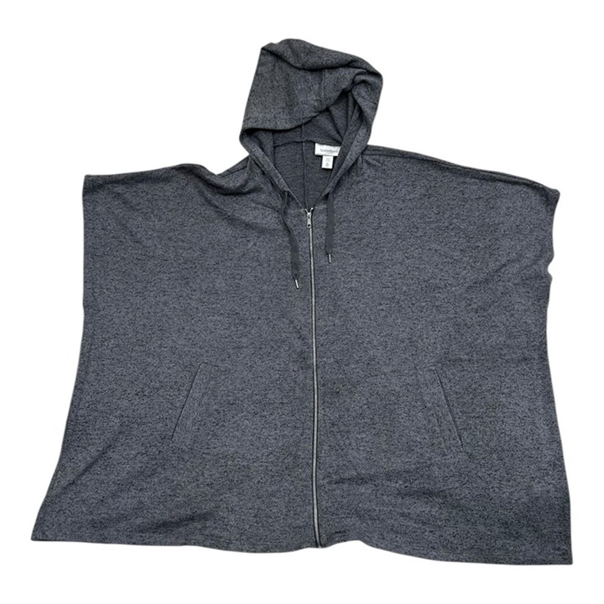 Motherhood Maternity Grey Knit Short Sleeve Hooded Full Zip Sweater Oversized