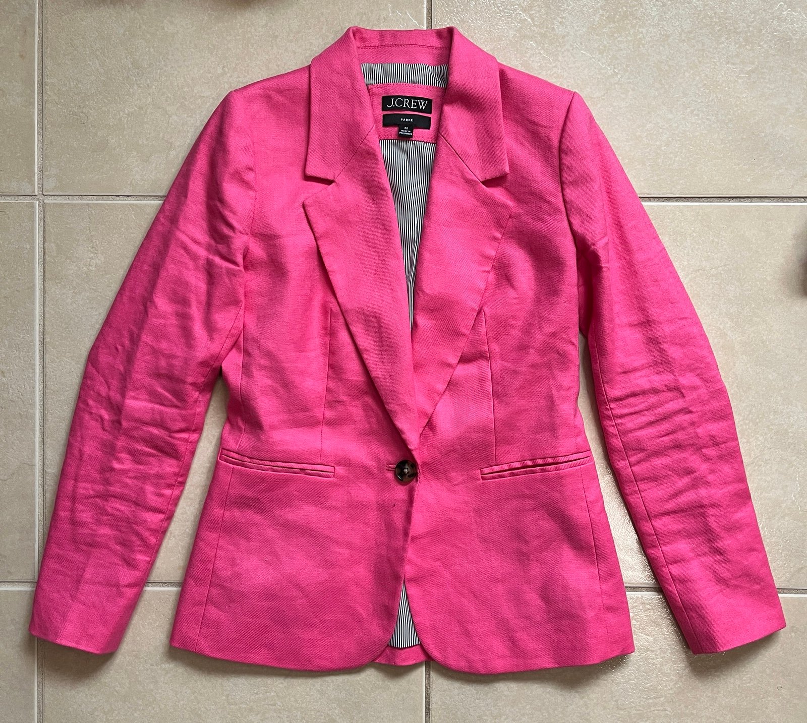 J.Crew Parke Size 00 Pink Linen Blazer Women’s Holland Suit Jacket Lined