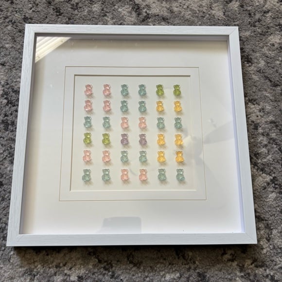 Framed Gummy Bear Art Box - Pastel Picture Funky Quirky Decor