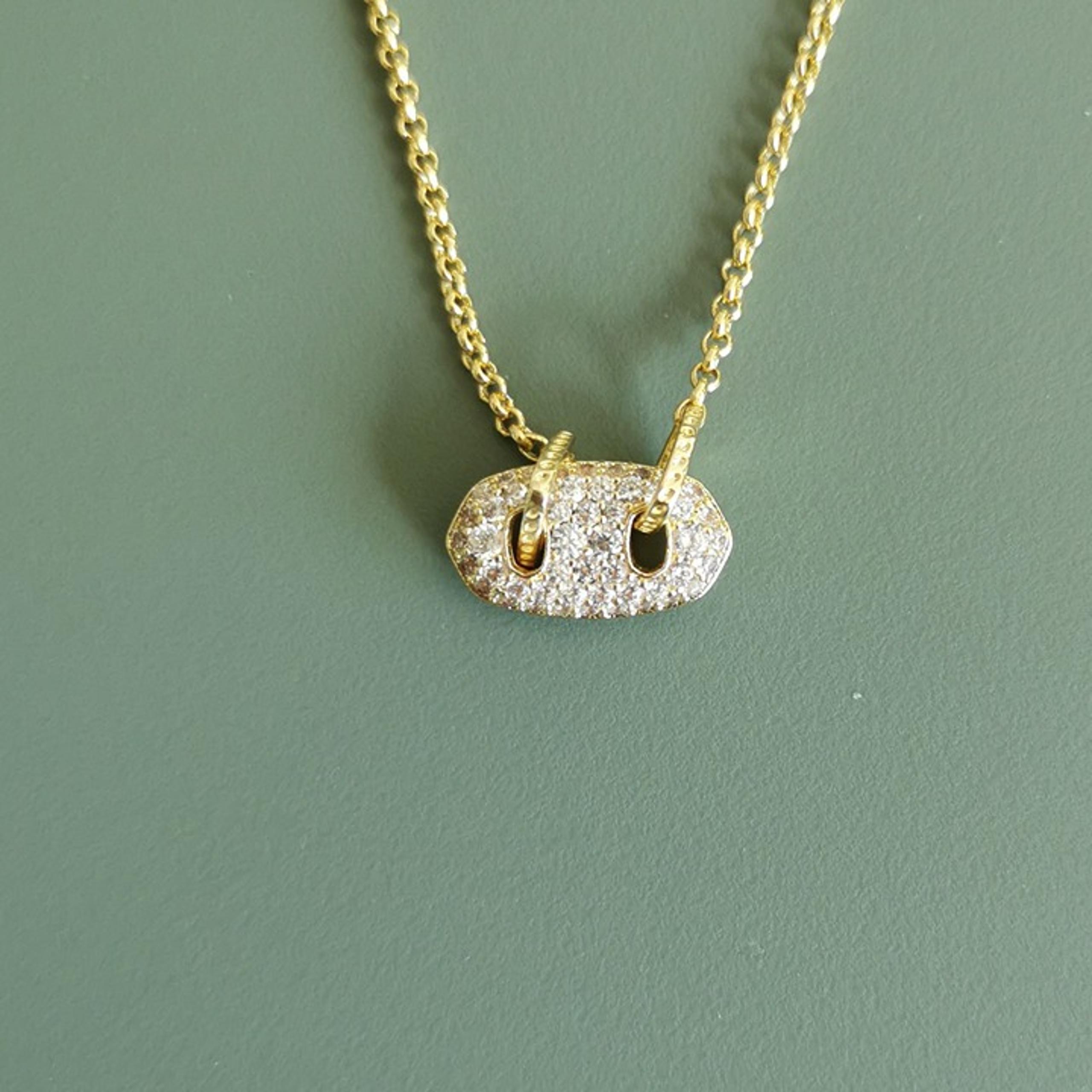 Kendra Scott Bailey Gold White CZ Pave Necklace. NEW