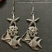 Vintage Sterling silver sea Ocean life Fish Star fish shell Pierced Drop earring