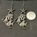 Vintage Sterling silver sea Ocean life Fish Star fish shell Pierced Drop earring