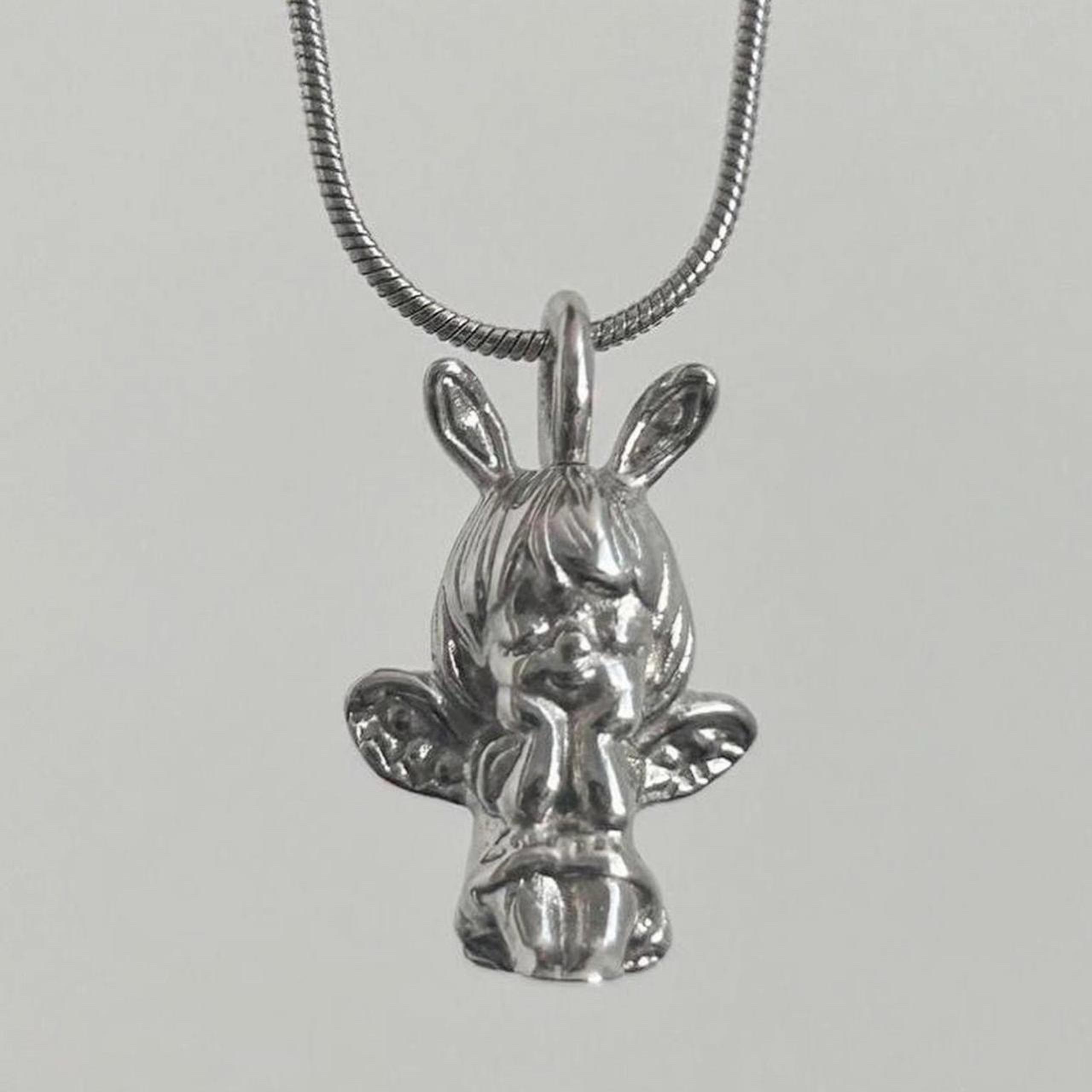 Stainless Steel Y2K angel bunny girl pendant necklace on dainty chain handmade