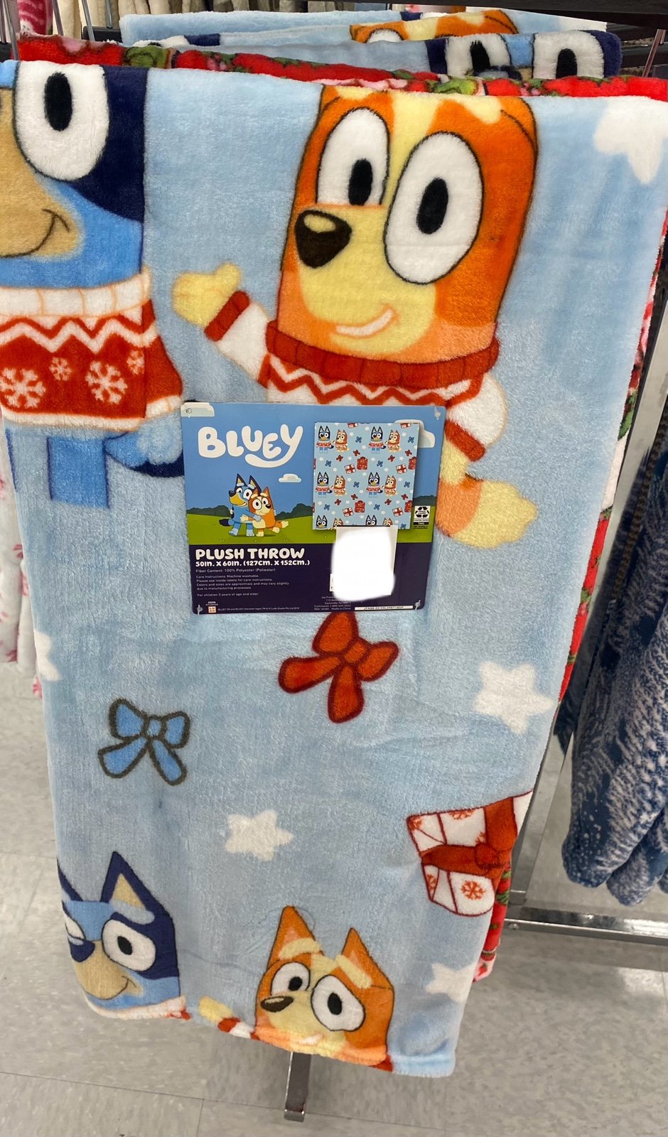 Bluey Christmas Plush Throw 50inX60in
