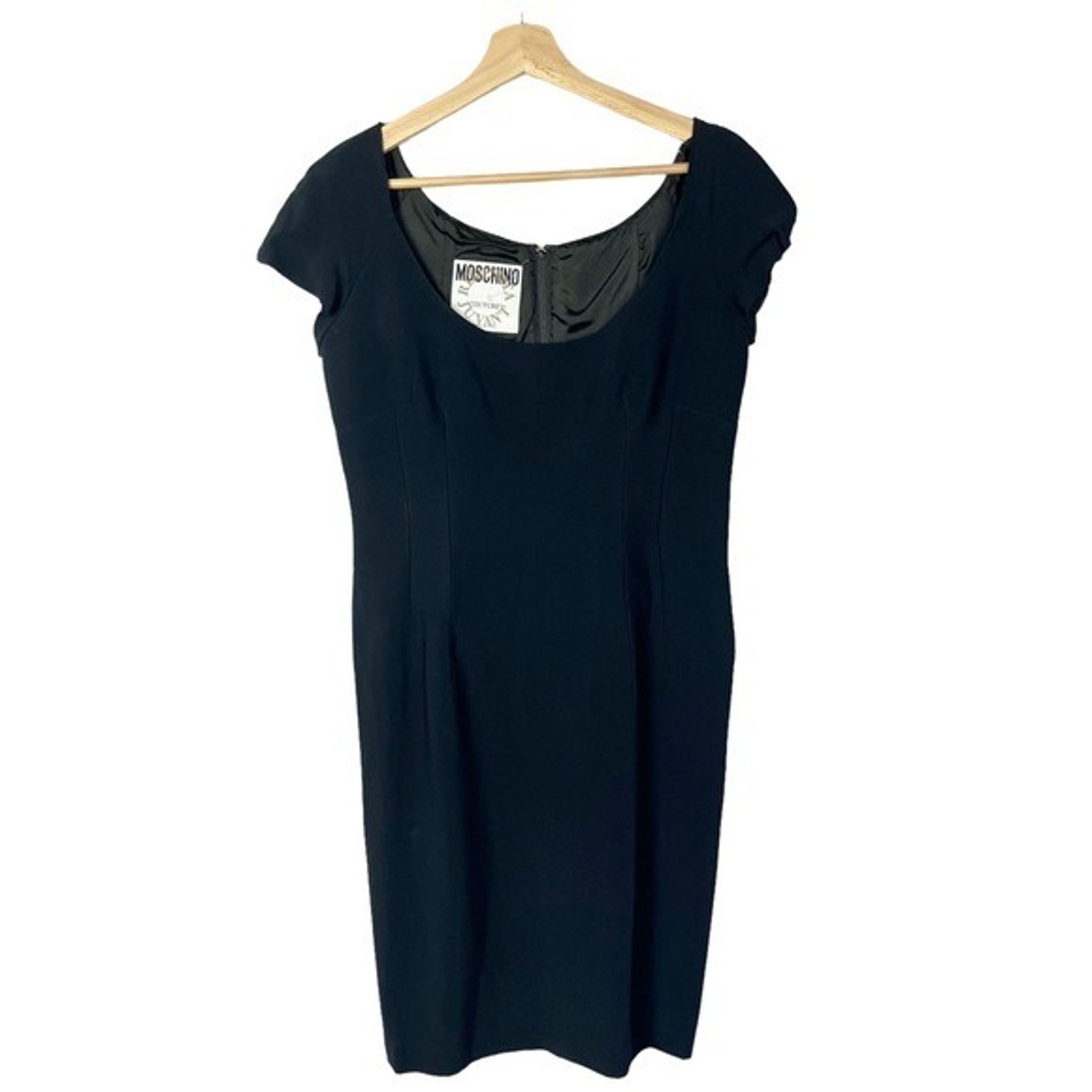 Moschino Black Scoop Neck Fitted Sheath Knee Length Dress 8