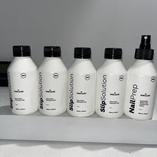 4 bottles pink mask gel nail slip solution sealed 6.76oz & 1 bottle sanitizer sp