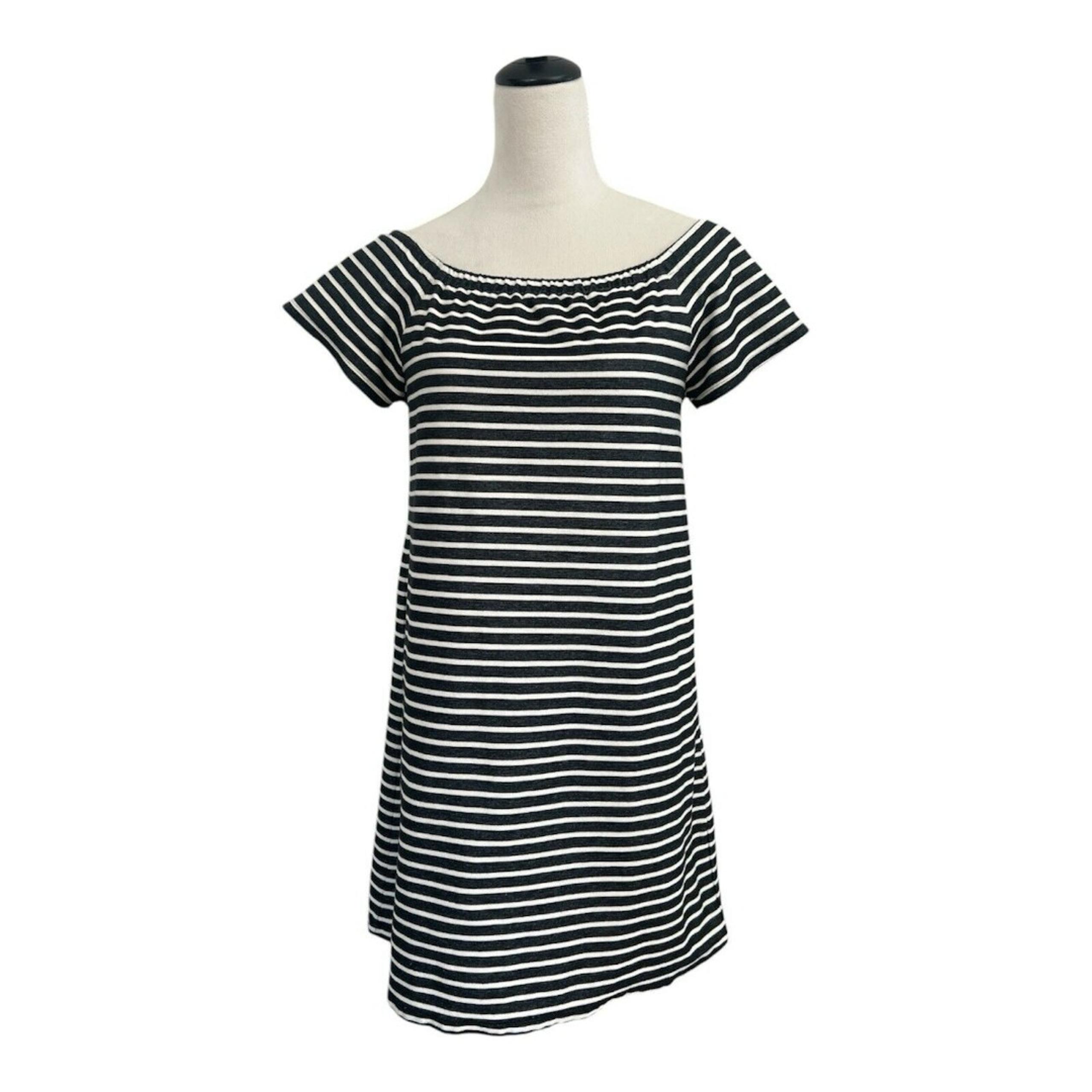 Madewell Dress Womens Small Melody Off The Shoulder Striped Pull Over Shift Mini