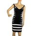 Jovani Black and White Striped Sleeveless Bandage Dress Size 4