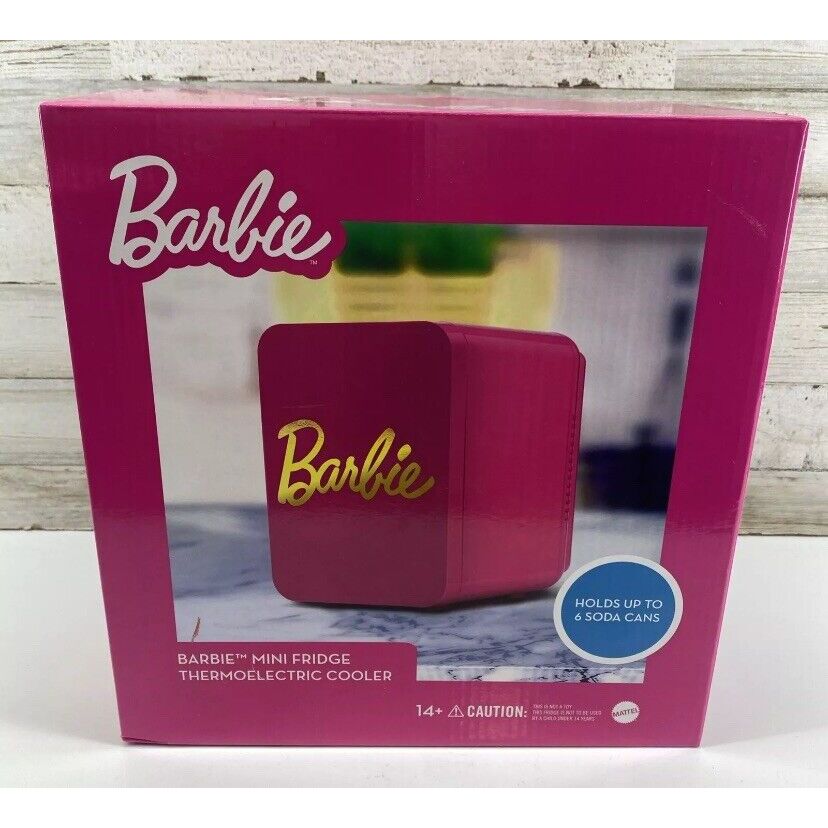 Barbie Hot Pink 6 Can Mini Fridge Thermoelectric Cooler 4 Litre