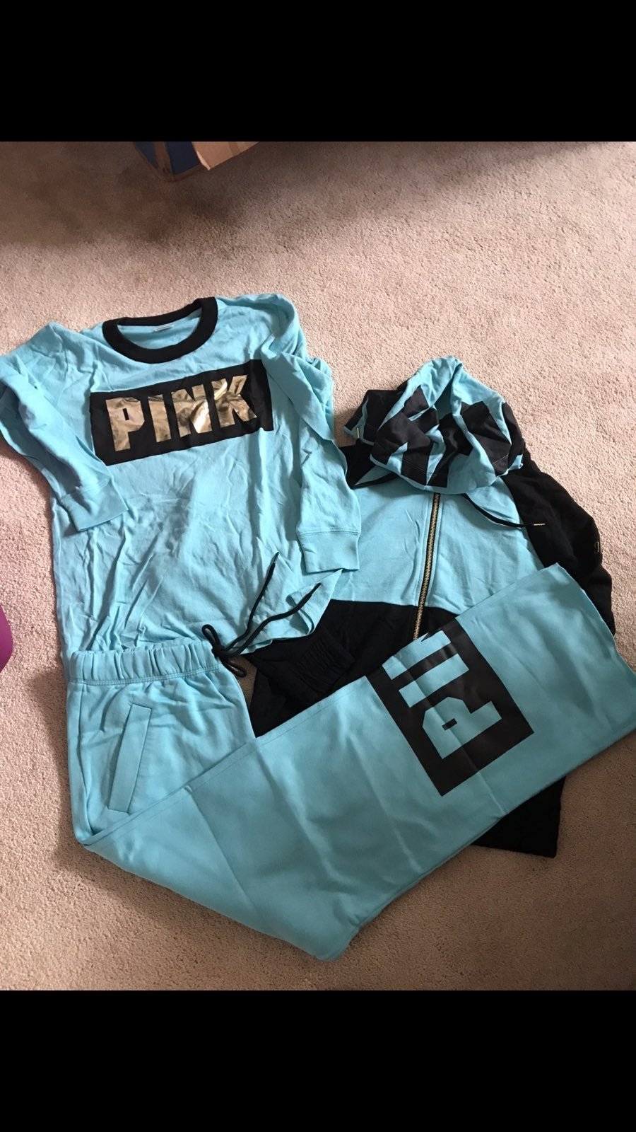 Vs pink boyfriend pant hoodie tee set sm