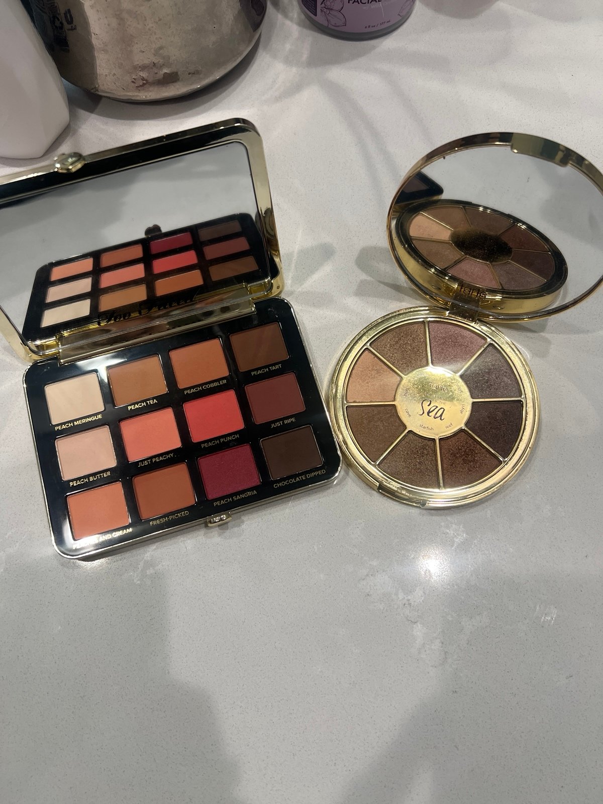 Tarte “Rainforest of the Sea” Eyeshadow Palette + Too Faced Just Peachy