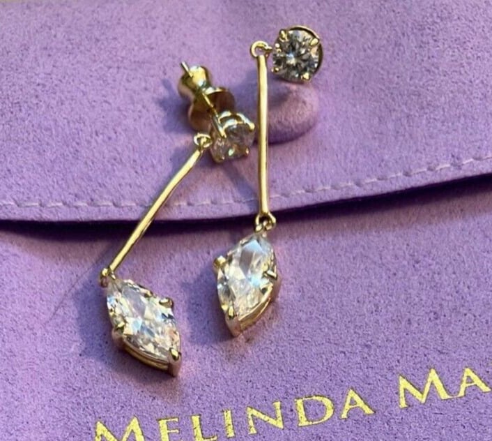 MELINDA MARIA Drop Earrings Simulated Diamonds