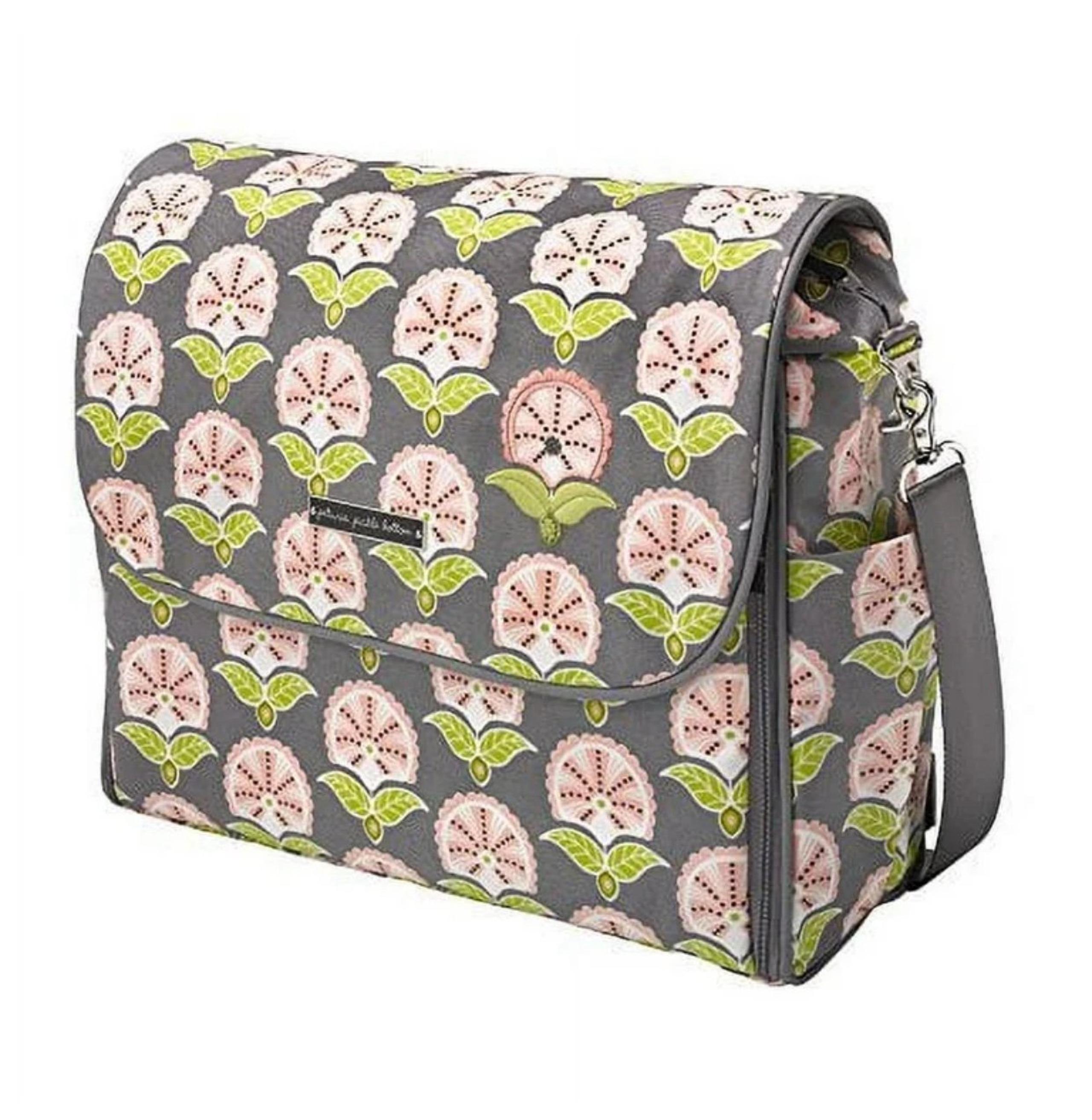 Petunia Pickle Bottom Baby Diaper Bag Green Grey Pink Abundance Boxy Backpack