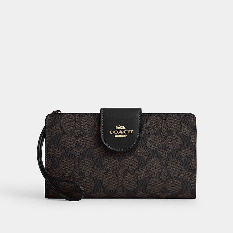 Coach iPhone Wallet - Signature Canvas Black and Brown