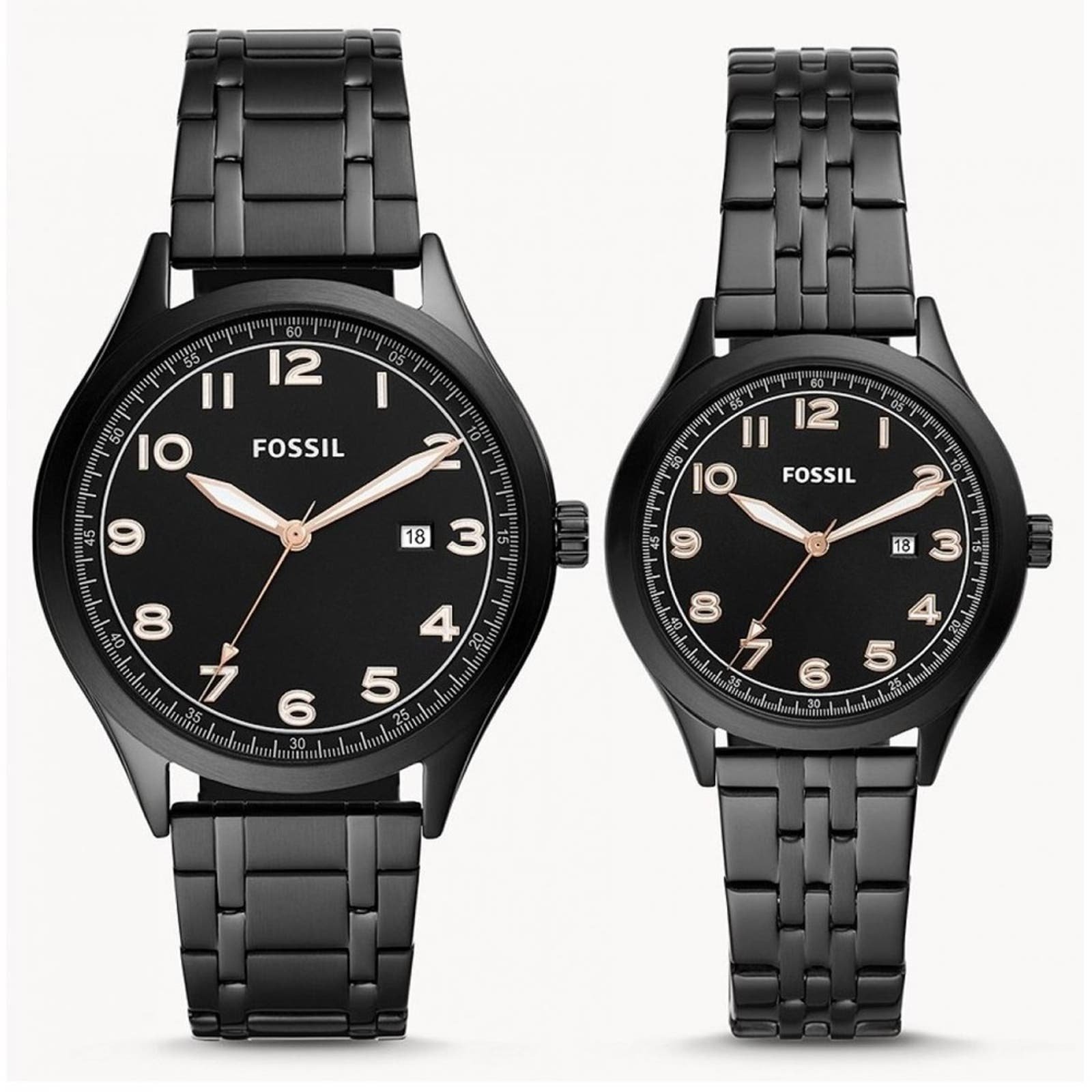 Fossil His and Hers Stainless Steel Black Watches