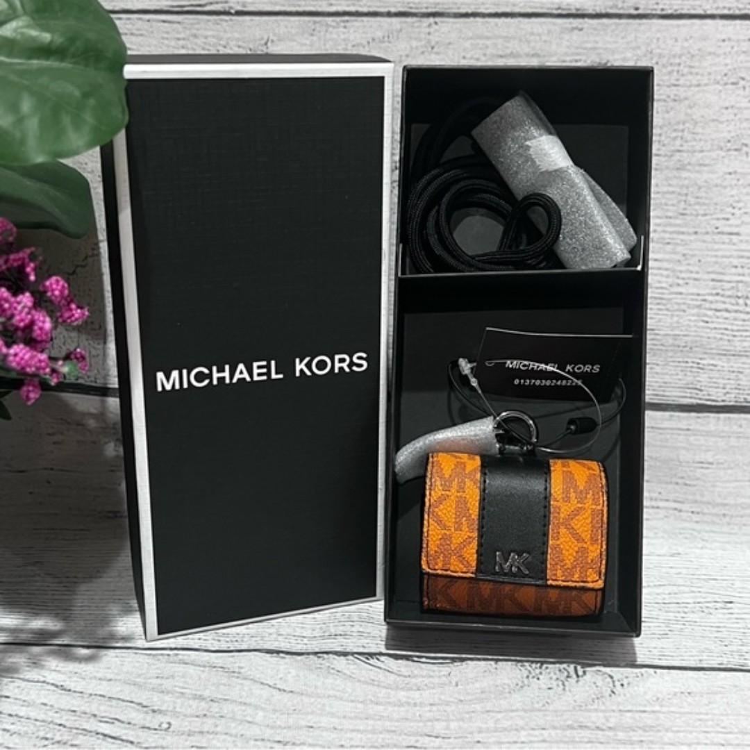 Micheal Kors Logo AirPod Case with lanyard Hone Comb NWT