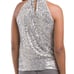 NWT Cable & Gauge Sparkling SILVER Sequin Halter Blouse Size Medium