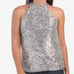 NWT Cable & Gauge Sparkling SILVER Sequin Halter Blouse Size Medium