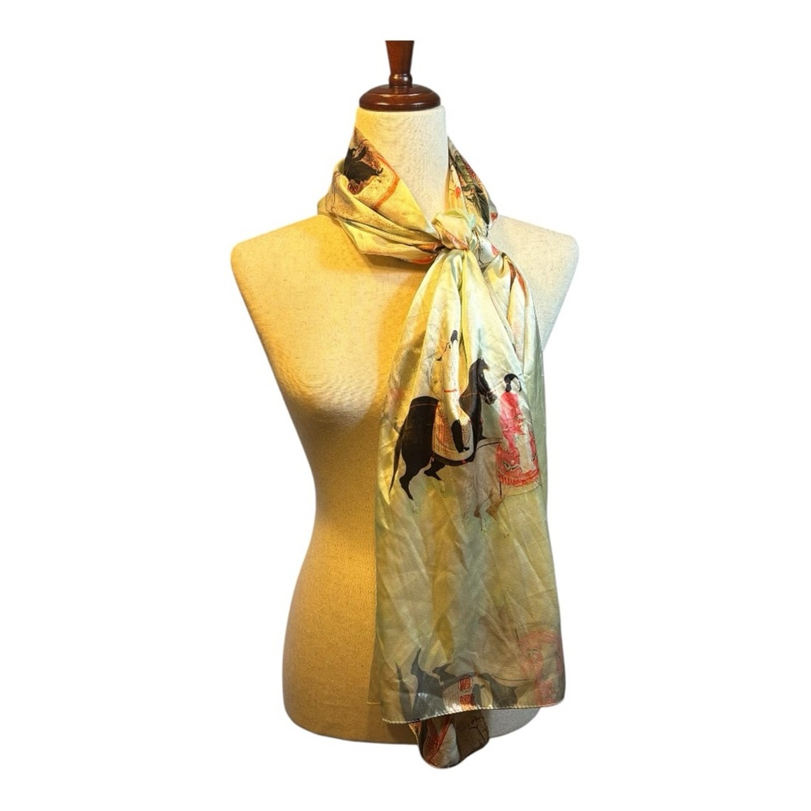 100% Silk Ancient Asian Theme Wrap Scarf