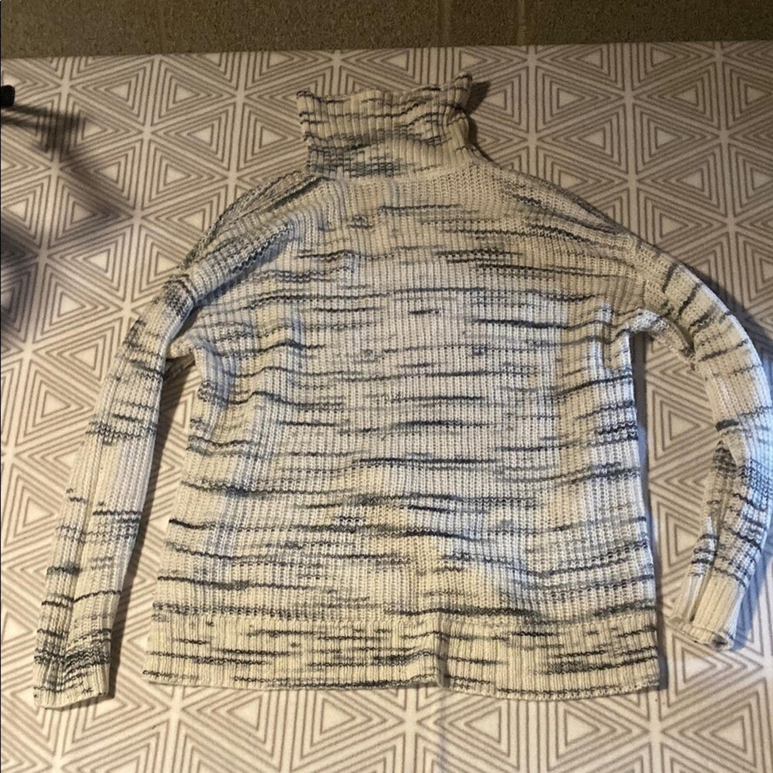 Torrid Cream and Gray Cowl Neck Sweater with Ribbed Texture