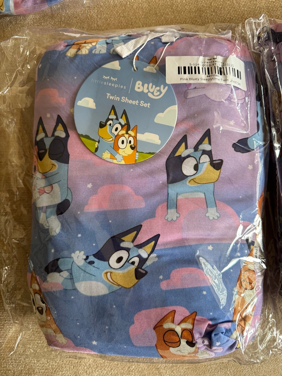Little sleepies pink bluey twin sheet set
