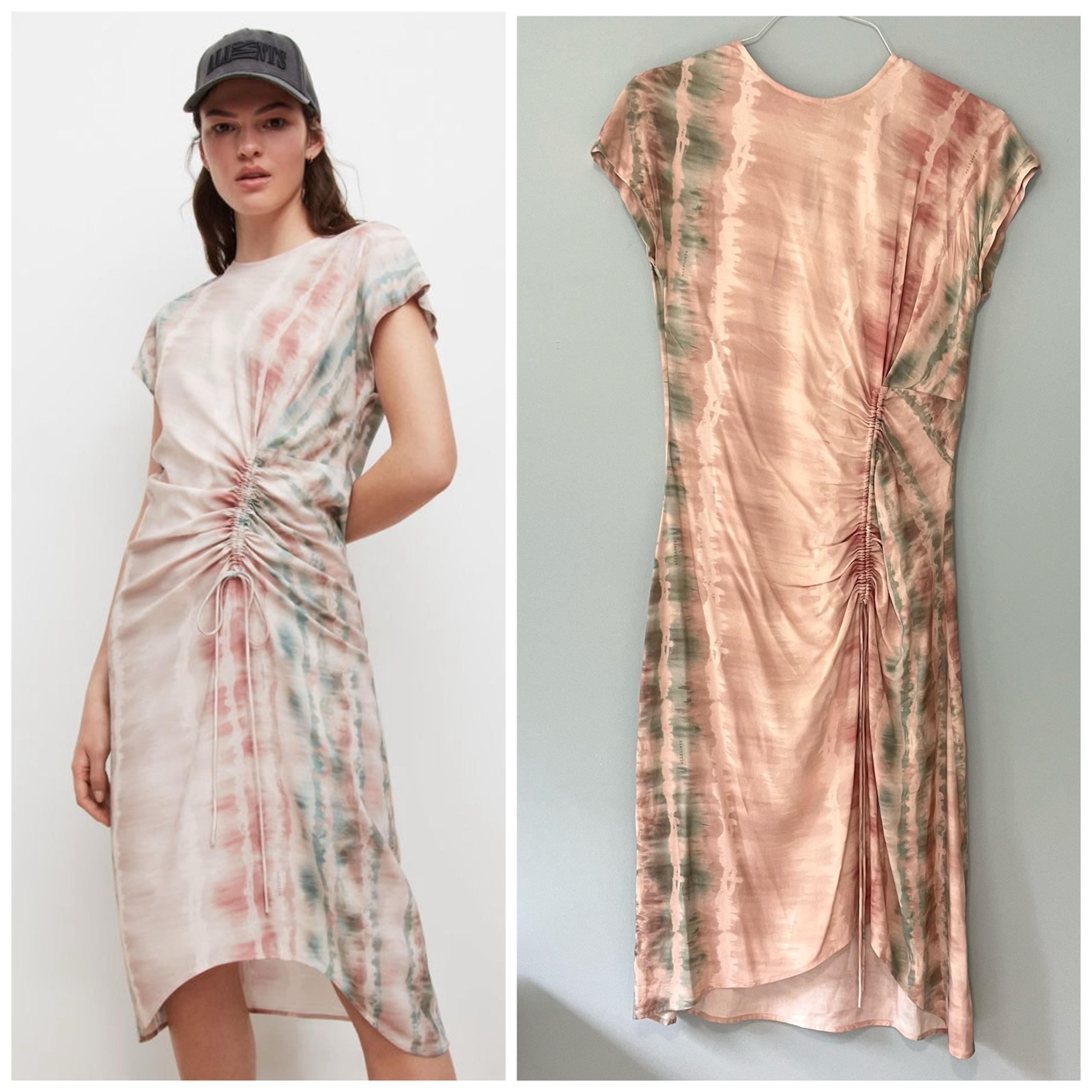 ALLSAINTS Jarita Marea Tie Dye Dress in Soft Green WM269W