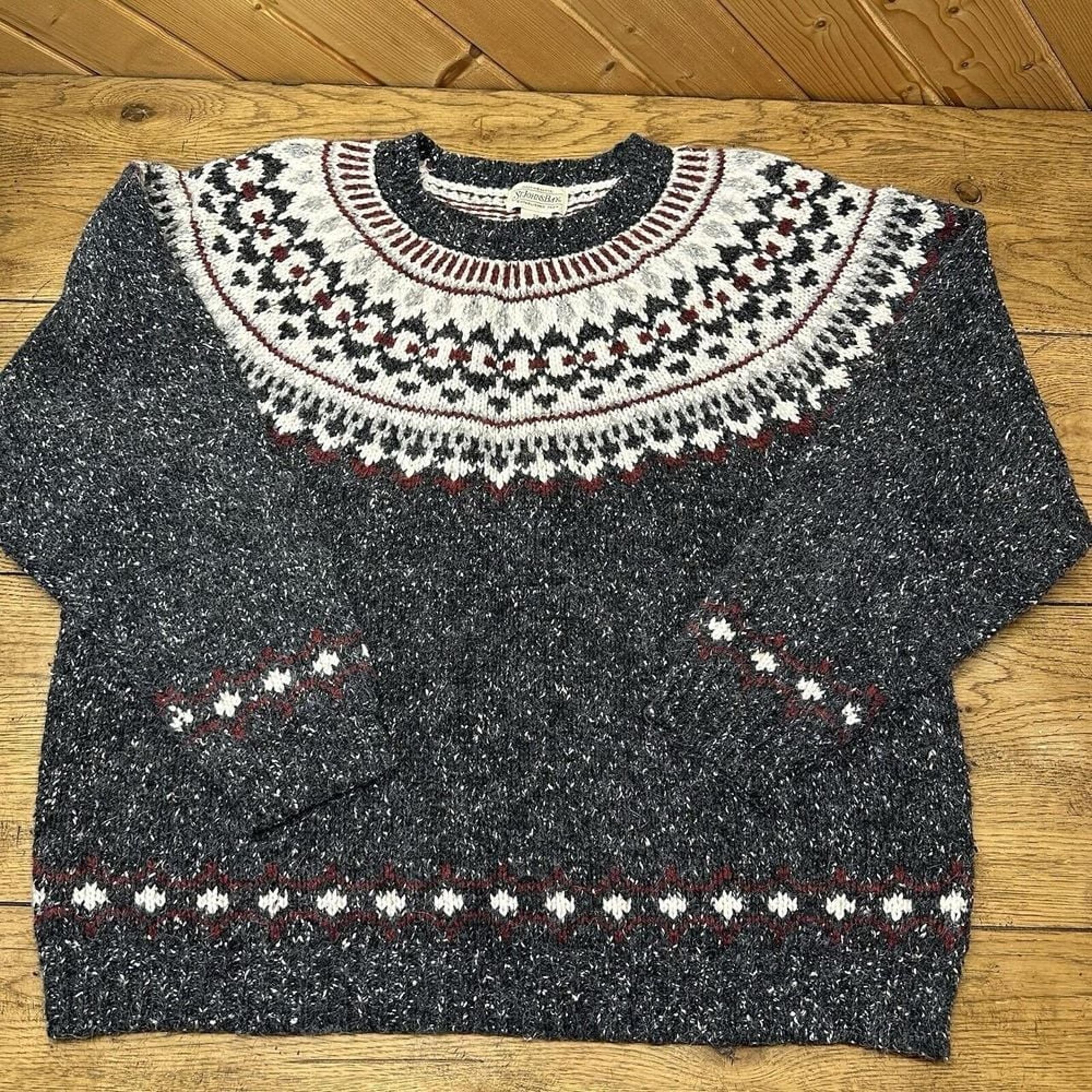 Vintage 90s St John's Bay Wool Blend Sweater Men's 2XL Heather Gray Nordic EUC