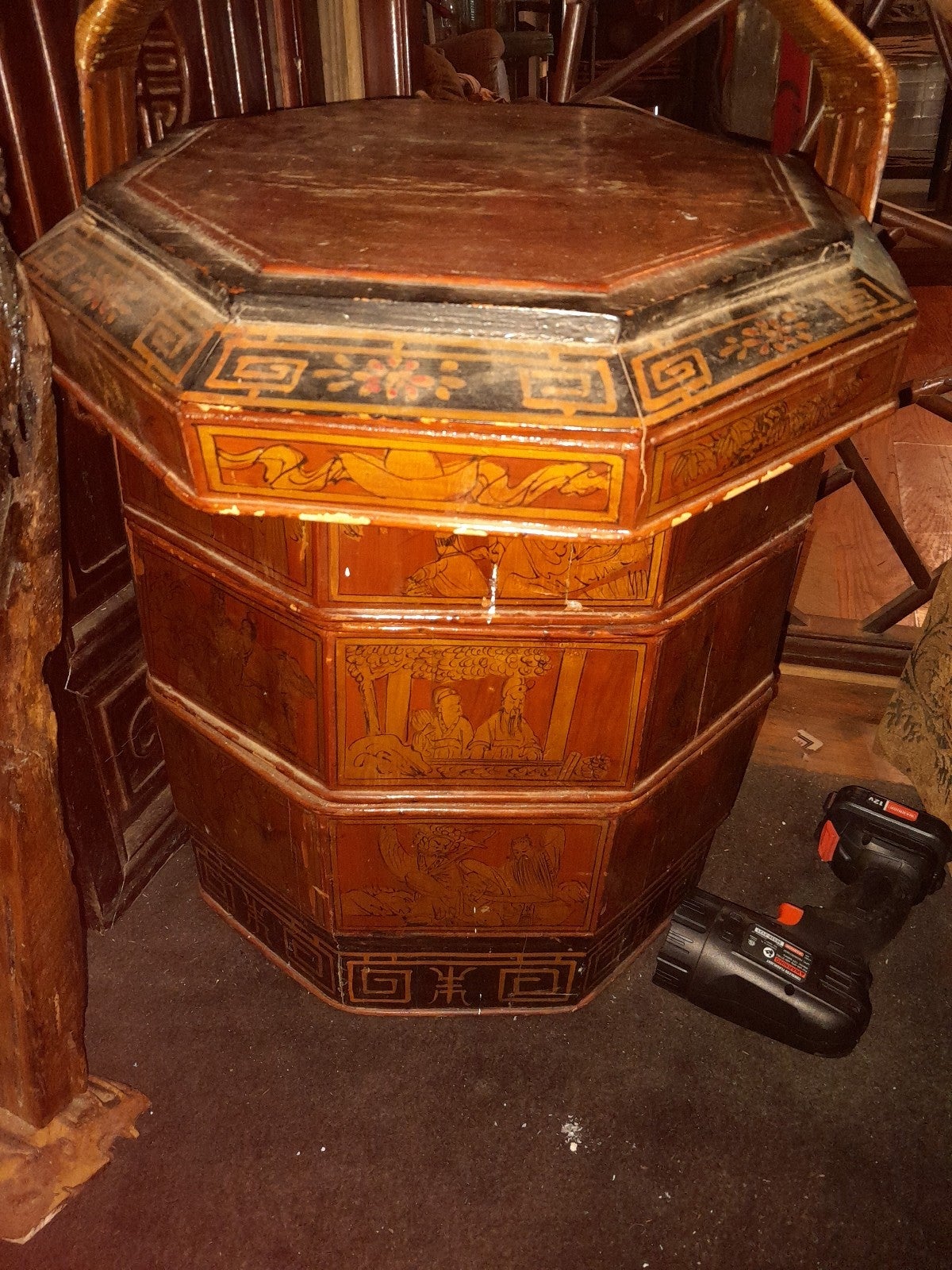 19th Century Large Vintage Chinese Wedding Basket