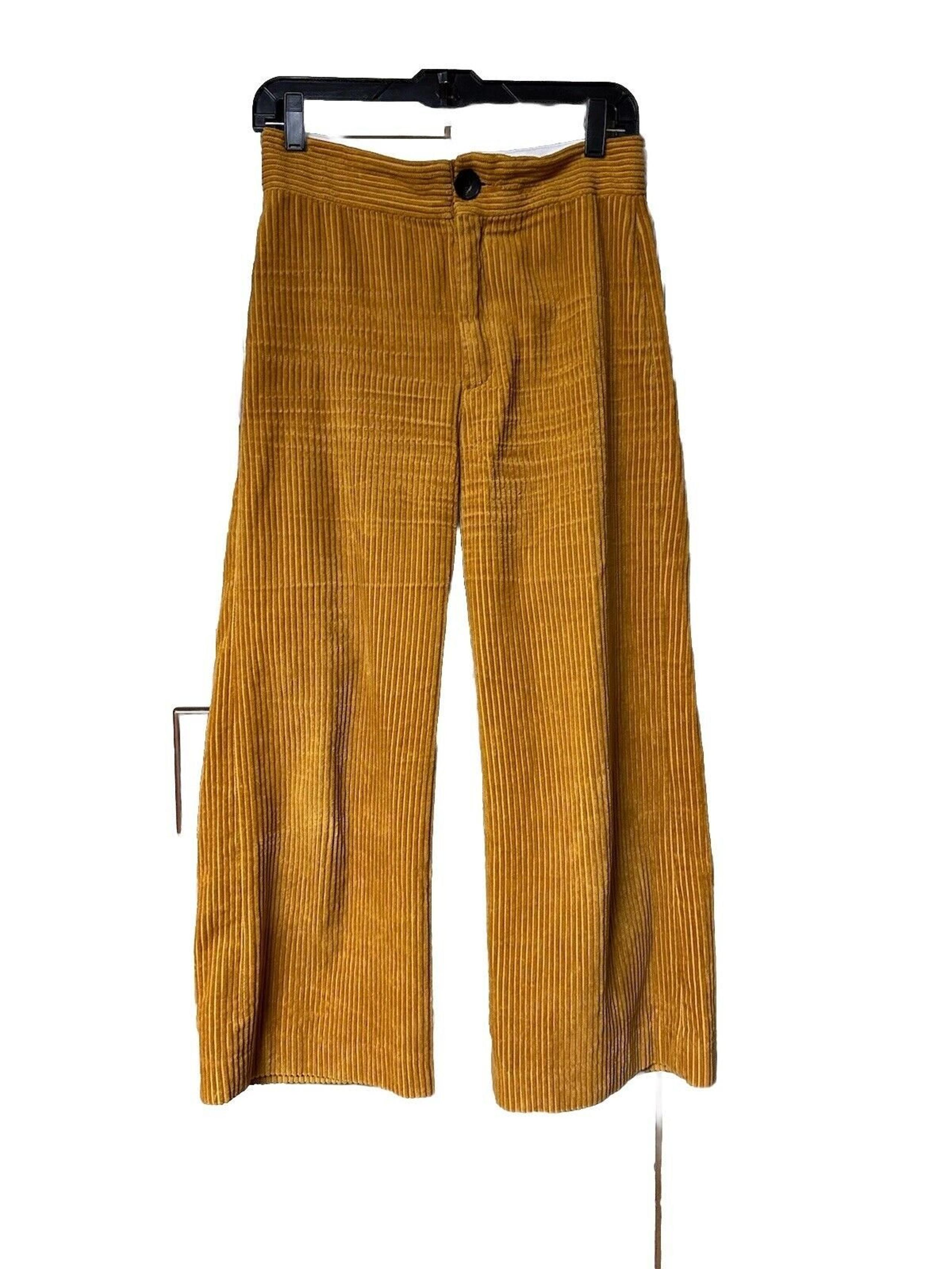 Zara Women Corduroy High Waisted Culottes, Camel Size Small