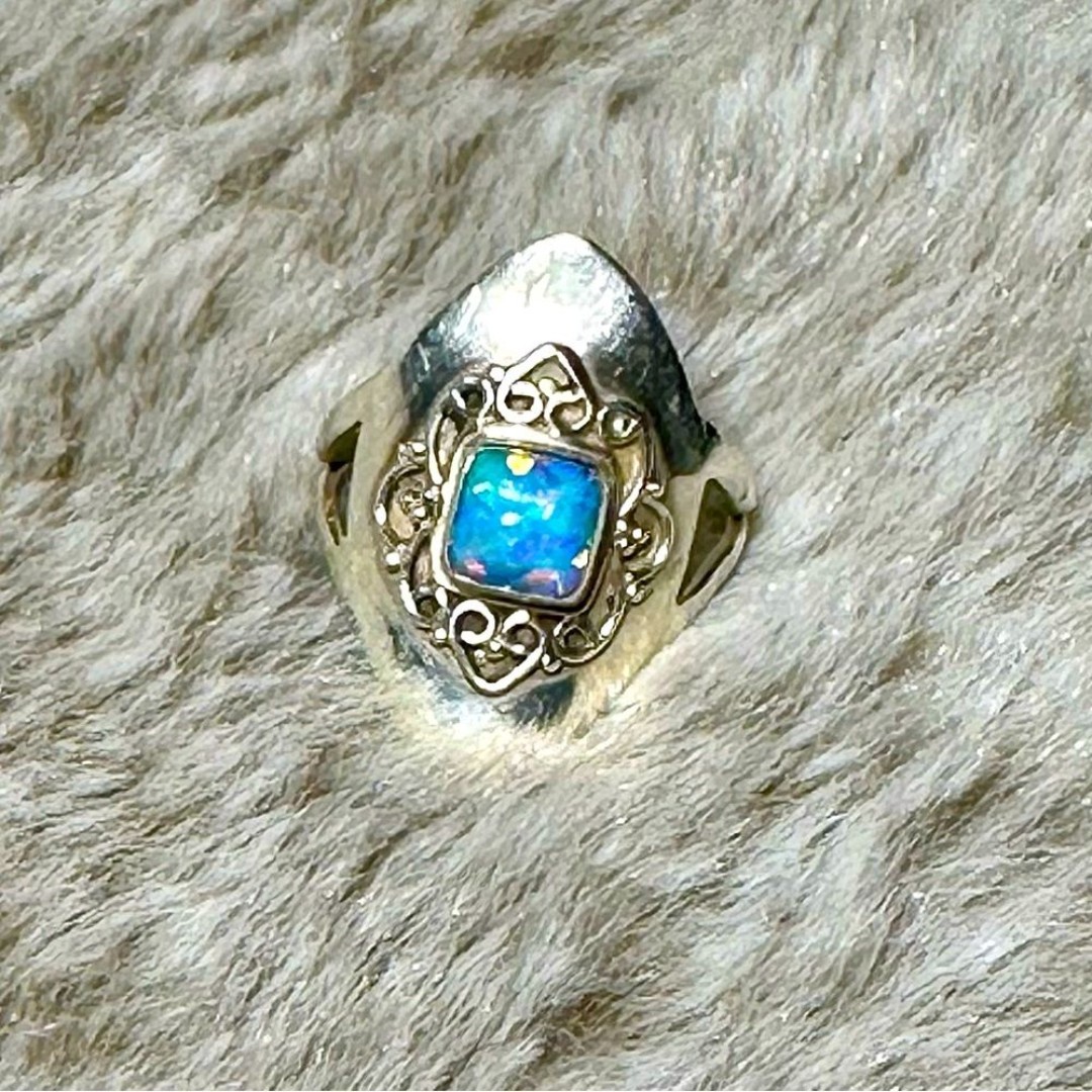 Fire Opal Sterling Ring Sz 7 -7.5