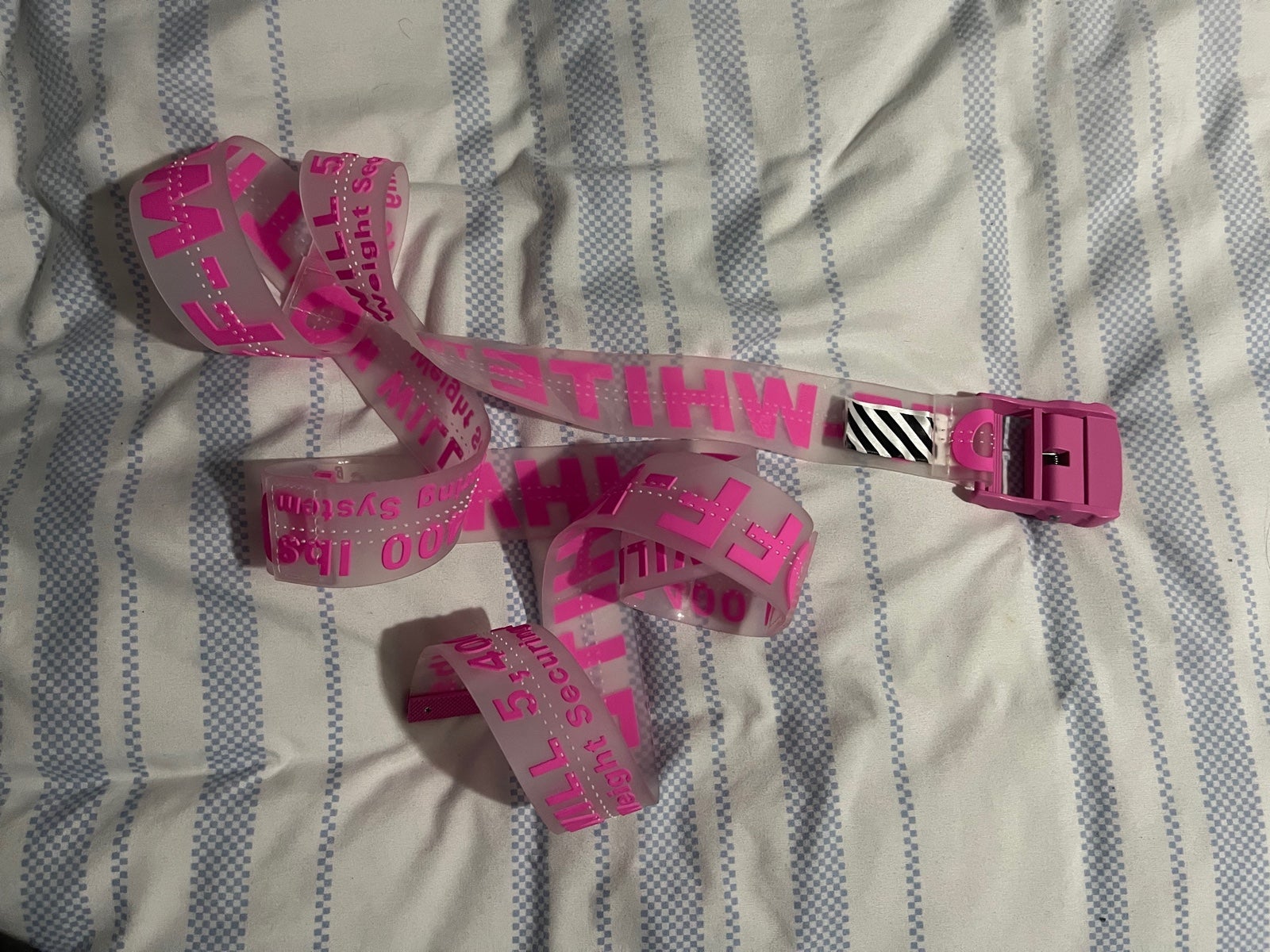 Baby pink shop off white belt