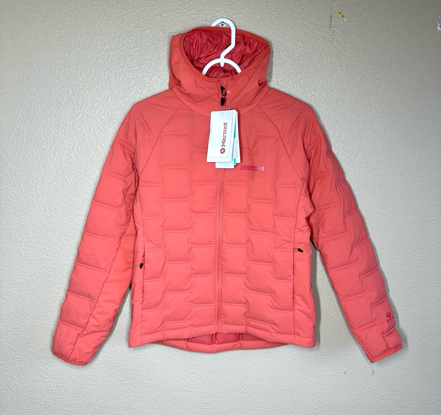 Marmot Warmcube Active Novus Hooded Full Zip Jacket Grapefruit Small NWT 300
